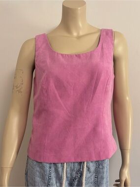 Positive Attitude Pink Suede Scoop Neck Tank